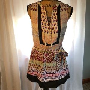 Anthropologie - Maeve: floral 100% silk tunic.